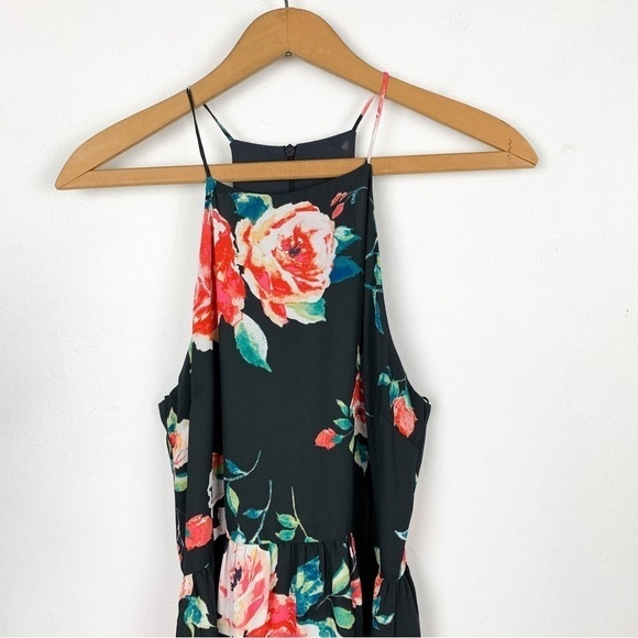 Everly Black Floral High Neck Sleeveless Maxi Dress Sz S - Picture 2 of 5